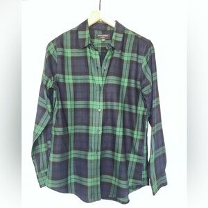 BANANA REPUBLIC NWOT hunter plaid boyfriend rayon shirt (not flannel)size small